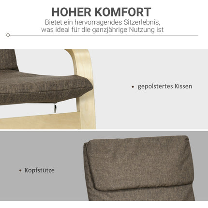 Brown linen-look relaxation rocking chair with cushion