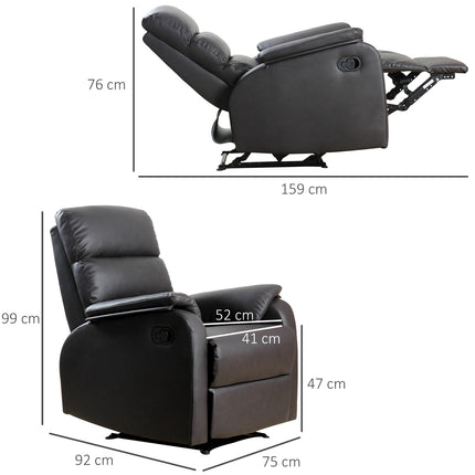 Fauteuil de relaxation, fauteuil TV, fauteuil inclinable, bureau d'angle avec support pour unité centrale, réglable, ergonomique, similicuir, marron, 75 x 92 x 99 cm