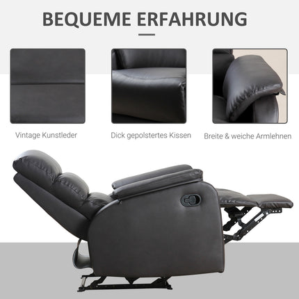 Fauteuil de relaxation, fauteuil TV, fauteuil inclinable, bureau d'angle avec support pour unité centrale, réglable, ergonomique, similicuir, marron, 75 x 92 x 99 cm
