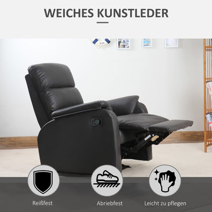 Fauteuil de relaxation, fauteuil TV, fauteuil inclinable, bureau d'angle avec support pour unité centrale, réglable, ergonomique, similicuir, marron, 75 x 92 x 99 cm