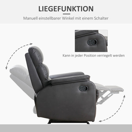 Fauteuil de relaxation, fauteuil TV, fauteuil inclinable, bureau d'angle avec support pour unité centrale, réglable, ergonomique, similicuir, marron, 75 x 92 x 99 cm
