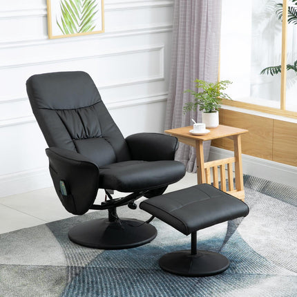 Massagesessel mit Ottoman; Schwarzes Kunstleder
