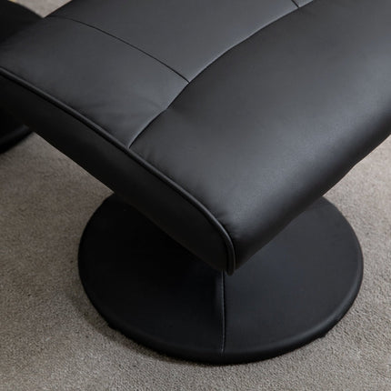 Massagesessel mit Ottoman; Schwarzes Kunstleder