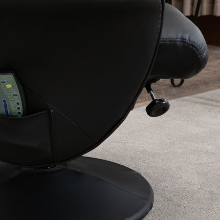 Massagesessel mit Ottoman; Schwarzes Kunstleder
