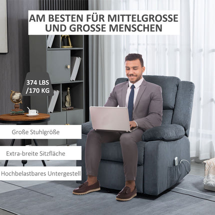 Elektrischer Relaxsessel, Samt Grau, 92 x 93 x 105 cm