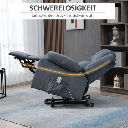 Elektrischer Relaxsessel, Samt Grau, 92 x 93 x 105 cm