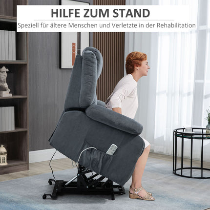 Elektrischer Relaxsessel, Samt Grau, 92 x 93 x 105 cm