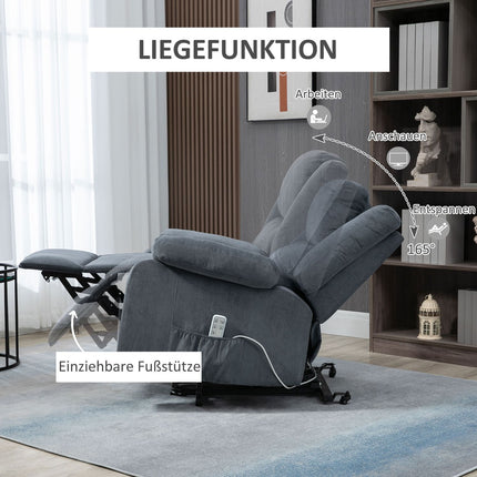 Elektrischer Relaxsessel, Samt Grau, 92 x 93 x 105 cm