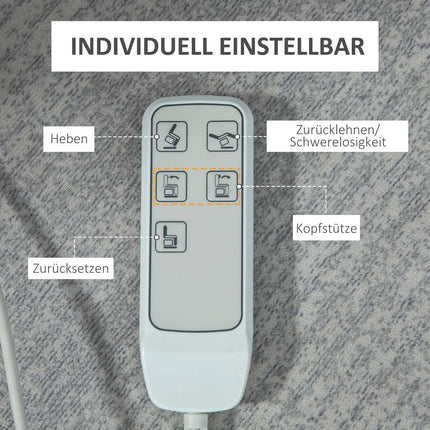 Elektrischer Relaxsessel, Samt Grau, 92 x 93 x 105 cm