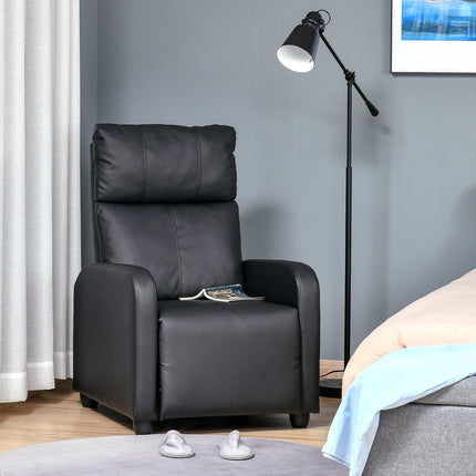 Polohovací TV křeslo z imitace kůže – černá, relaxační funkce