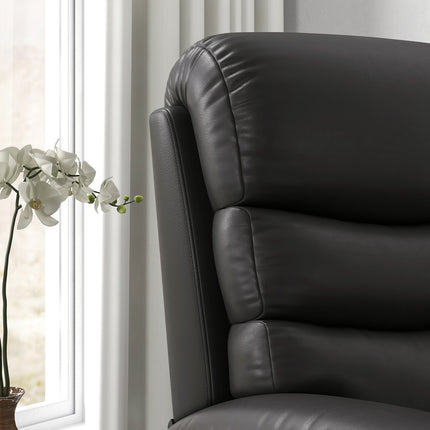 Reclining TV chair with footrest, black artificial leather, 125 kg capacity