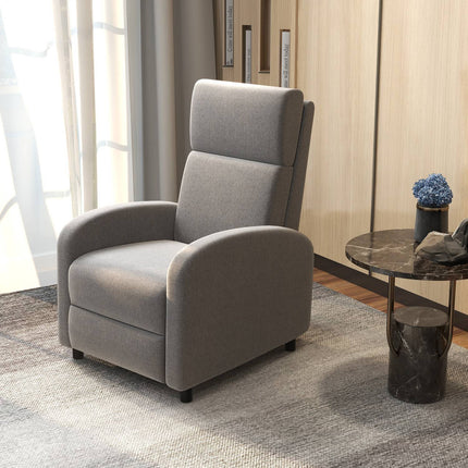 Fauteuil de relaxation, fauteuil TV inclinable, fauteuil TV rembourré, fauteuil inclinable aspect lin, repose-pieds, charge jusqu'à 120 kg, pour salon, gris