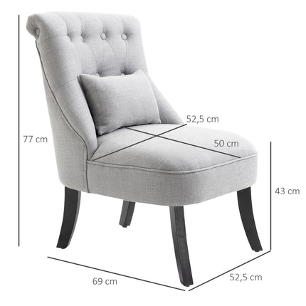 Relaxation chair with back cushion, linen grey, 52.5x69x77 cm