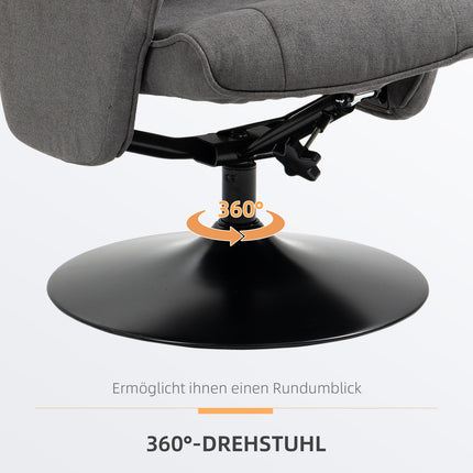 Liegesessel mit Fußhocker, 360° drehbar, dunkelgrauer Schaumstoff