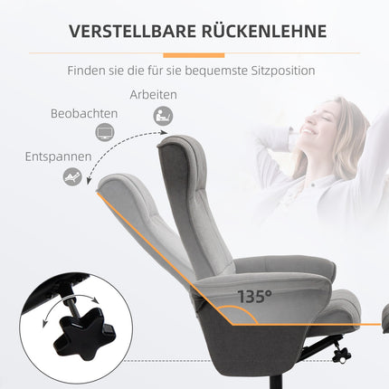 Liegesessel mit Fußhocker, 360° drehbar, dunkelgrauer Schaumstoff