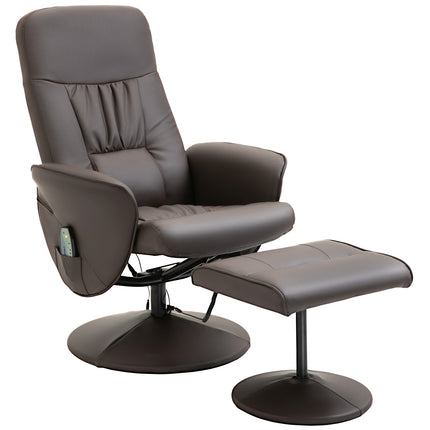 Liegesessel mit Hocker, Kunstleder, Massagefunktion