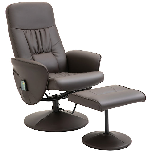 Liegesessel mit Hocker, Kunstleder, Massagefunktion
