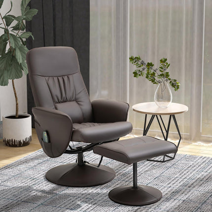 Liegesessel mit Hocker, Kunstleder, Massagefunktion