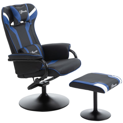 Gaming-Liegesessel mit Fußhocker, 130° Neigung, Dunkelblau