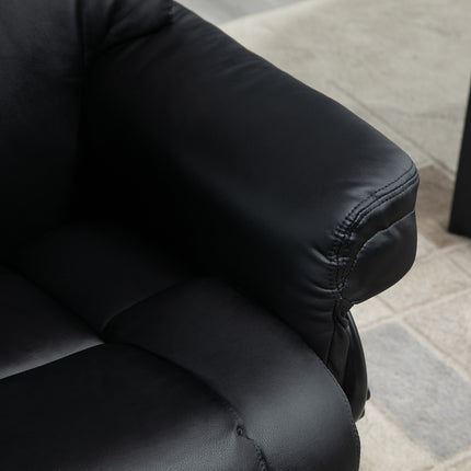 Fauteuil de relaxation avec tabouret, fauteuil TV rotatif inclinable, similicuir, noir