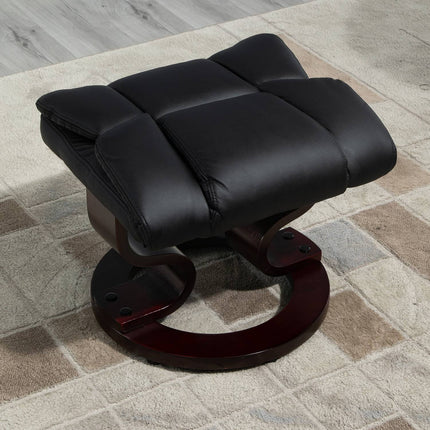 Fauteuil de relaxation avec tabouret, fauteuil TV rotatif inclinable, similicuir, noir