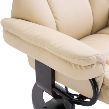 Liegesessel mit Hocker, Kunstleder creme