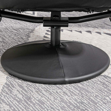 Schwarzer Relax-Drehsessel aus Kunstleder mit Hocker