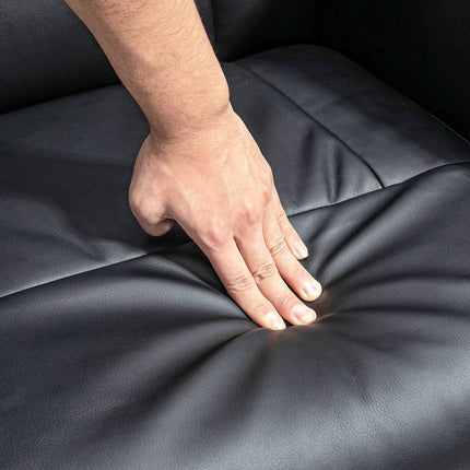 Schwarzer Relax-Drehsessel aus Kunstleder mit Hocker