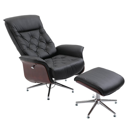 Chesterfield Relaxsessel und Hocker, 360° drehbar, PU-Leder