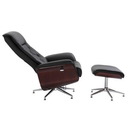 Chesterfield Relaxsessel und Hocker, 360° drehbar, PU-Leder