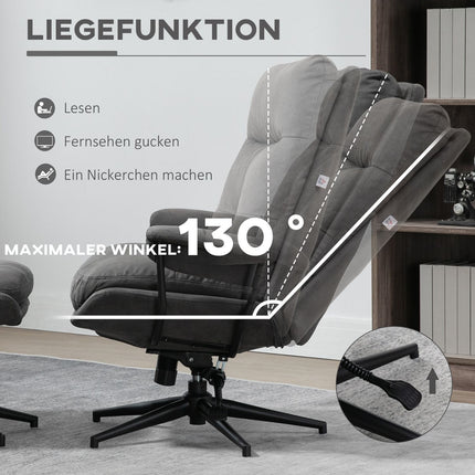 Entspannungs-Liegesessel-Set mit Drehfuß, dunkelgrau