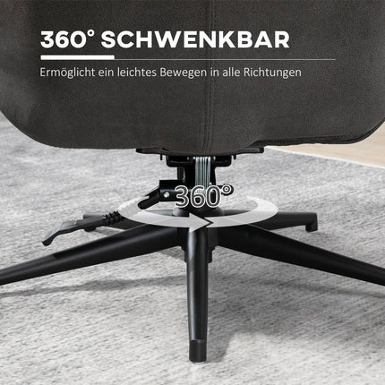 Entspannungs-Liegesessel-Set mit Drehfuß, dunkelgrau