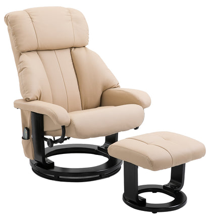 Beigefarbener ergonomischer Relaxsessel mit Massagefunktion und Ottoman, 76x80x102 cm
