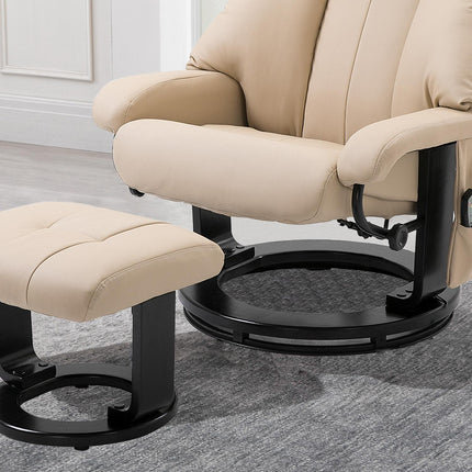 Beigefarbener ergonomischer Relaxsessel mit Massagefunktion und Ottoman, 76x80x102 cm