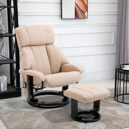Beigefarbener ergonomischer Relaxsessel mit Massagefunktion und Ottoman, 76x80x102 cm