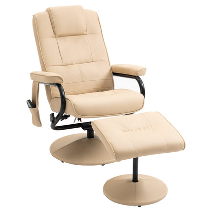 Massagesessel mit Hocker – Kunstleder, Creme