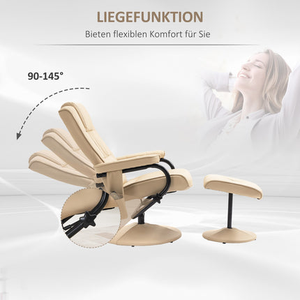Massagesessel mit Hocker – Kunstleder, Creme