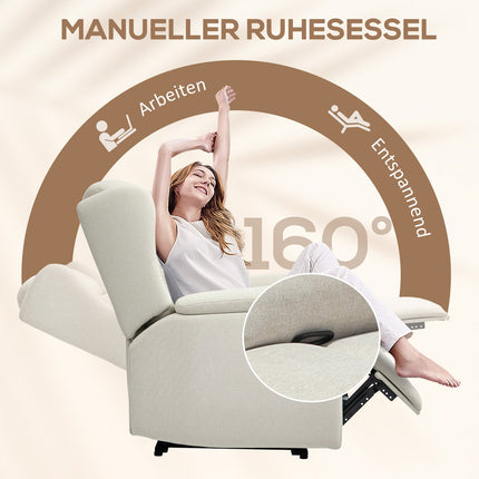 Beiger Relaxsessel mit Taschenfederkern, 150 kg Tragkraft
