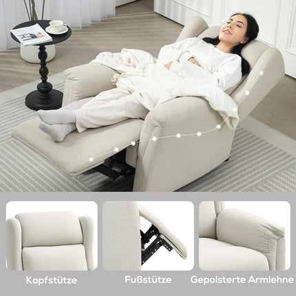 Beiger Relaxsessel mit Taschenfederkern, 150 kg Tragkraft