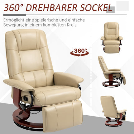Cremeweißer Kunstleder-Sessel mit Fußhocker
