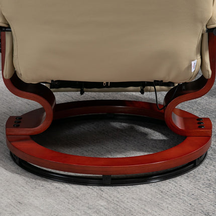 Cremeweißer Kunstleder-Sessel mit Fußhocker