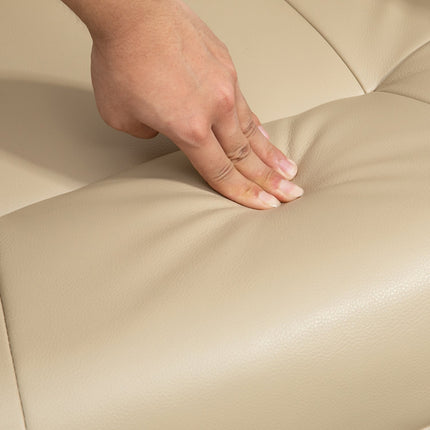 Cremeweißer Kunstleder-Sessel mit Fußhocker
