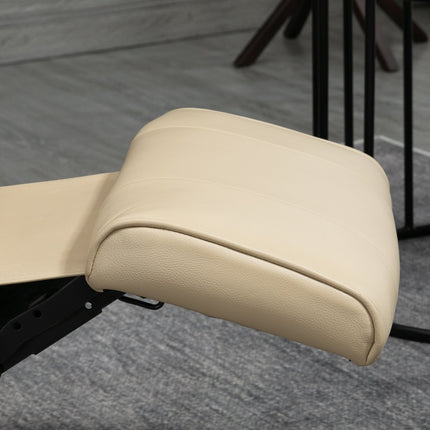 Cremeweißer Kunstleder-Sessel mit Fußhocker