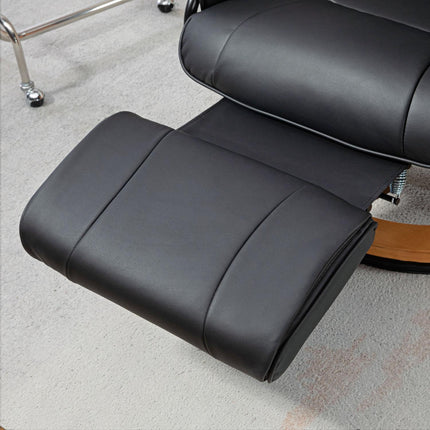 Drehsessel mit Liegefunktion, Kunstleder, schwarz, 150 kg Tragkraft