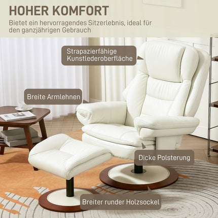 TV-Sessel mit Hocker in Kunstleder, neigbar, Tragkraft 150 kg