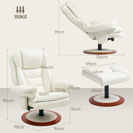 TV-Sessel mit Hocker in Kunstleder, neigbar, Tragkraft 150 kg