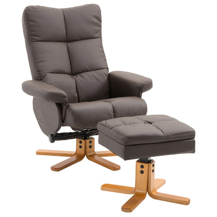 Sessel mit Ottoman, Stauraum und Drehfunktion, braunes PU