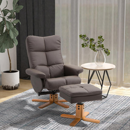 Sessel mit Ottoman, Stauraum und Drehfunktion, braunes PU