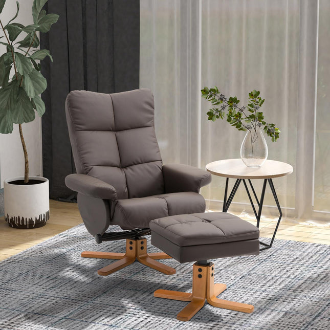 Sessel mit Ottoman, Stauraum und Drehfunktion, braunes PU