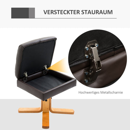 Sessel mit Ottoman, Stauraum und Drehfunktion, braunes PU